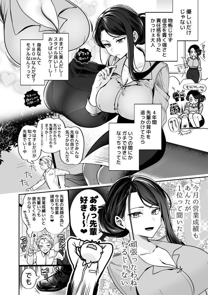 無料エロ漫画 【アラサー処女エロ漫画】巨乳女上司に惚れた元チャラ男くん…夜のオフィスで落ち込んでいる上司を強引に！？【デカ女上司と元チャラ男の後輩くん ＃1／まろ茶庵】 FANZA