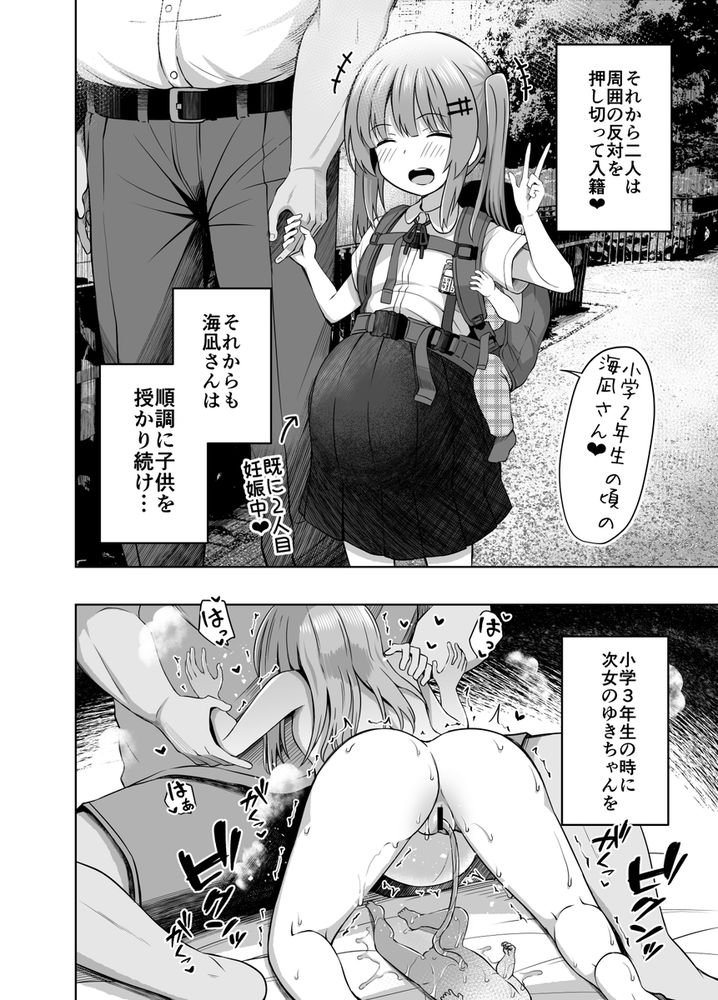 無料エロ漫画 【ロリニティエロ漫画】親子揃ってJS妊娠→出産…鬼畜ロリコンのおっさんは今日も元気に種付けプレスするｗｗｗ【親子で…少女で妊娠して赤ちゃん産んじゃいました／んつぁてぃむん】 FANZA