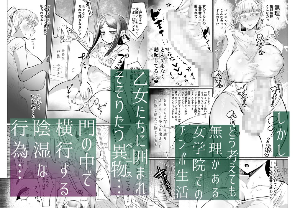 無料エロ漫画 【ふたなりレズエロ漫画】お嬢さま学院にふたなり入学！圧倒的なオスの香りにお嬢さまたちは狂わされる【聖ふたなり女学院のインポスター／油鍋式】 FANZA